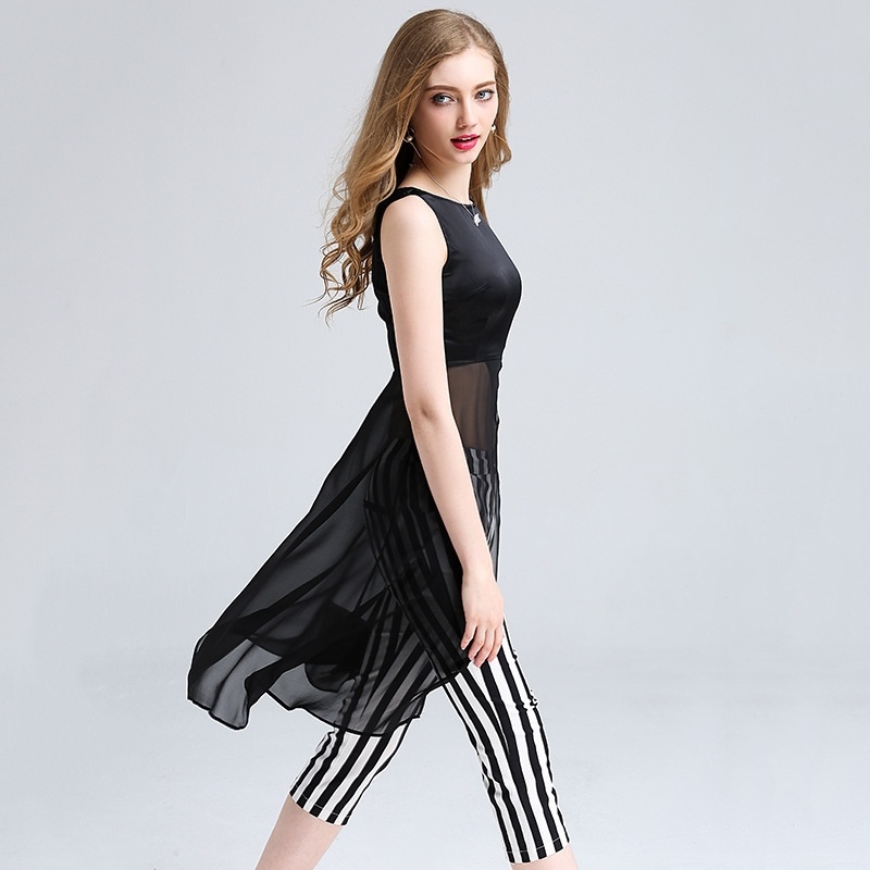Sexy Silk Mesh Sleeveless Cape T-shirt With Side Zipper | VoguesUs