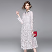 Exquisite Lace And Beads Cutwork Dress With Collar Detail