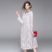 Exquisite Lace Und Perlen Cutwork-Kleid Mit Kragen-Detail