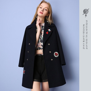 Fun Mode-Klassiker Trenchcoat Wolle Mantel Mit Stickerei Detail |