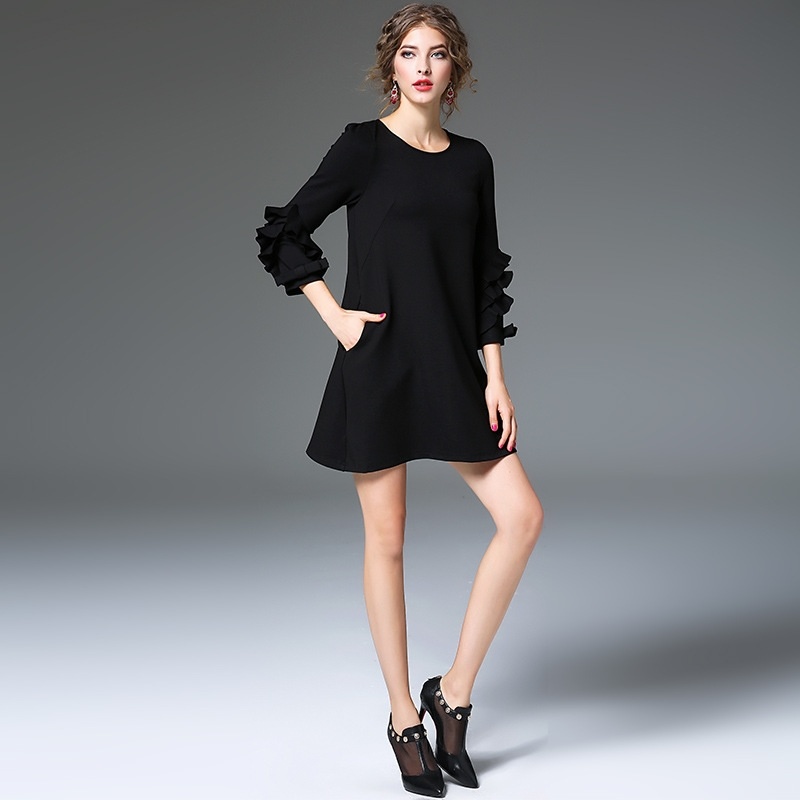 Tour De Cou Pétale Ruffle Manches Maj Robe | VoguesUs