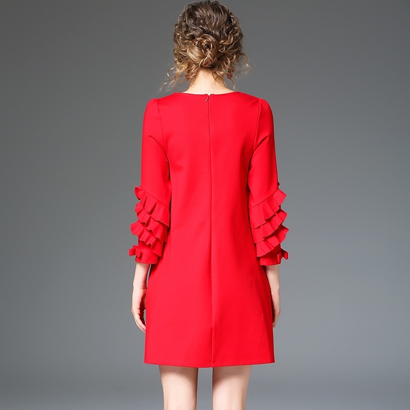 Tour De Cou Pétale Ruffle Manches Maj Robe | VoguesUs