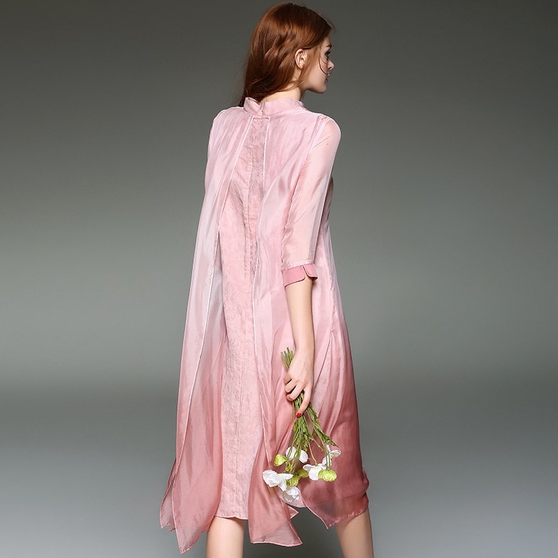 Chinese Style Cheongsam High Neck Double Layer Dress | VoguesUs