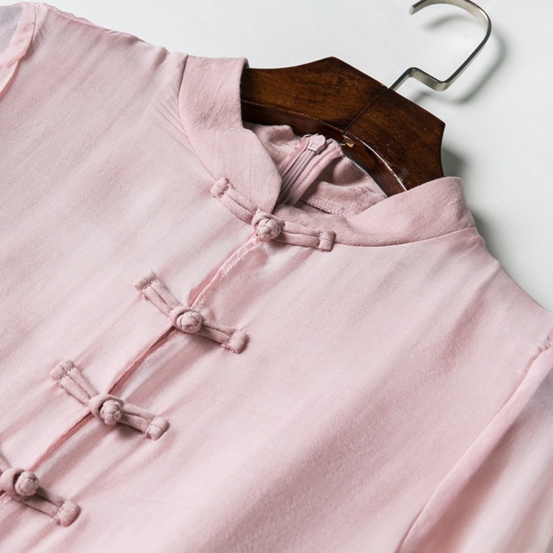 Chinese Style Cheongsam High Neck Double Layer Dress | VoguesUs