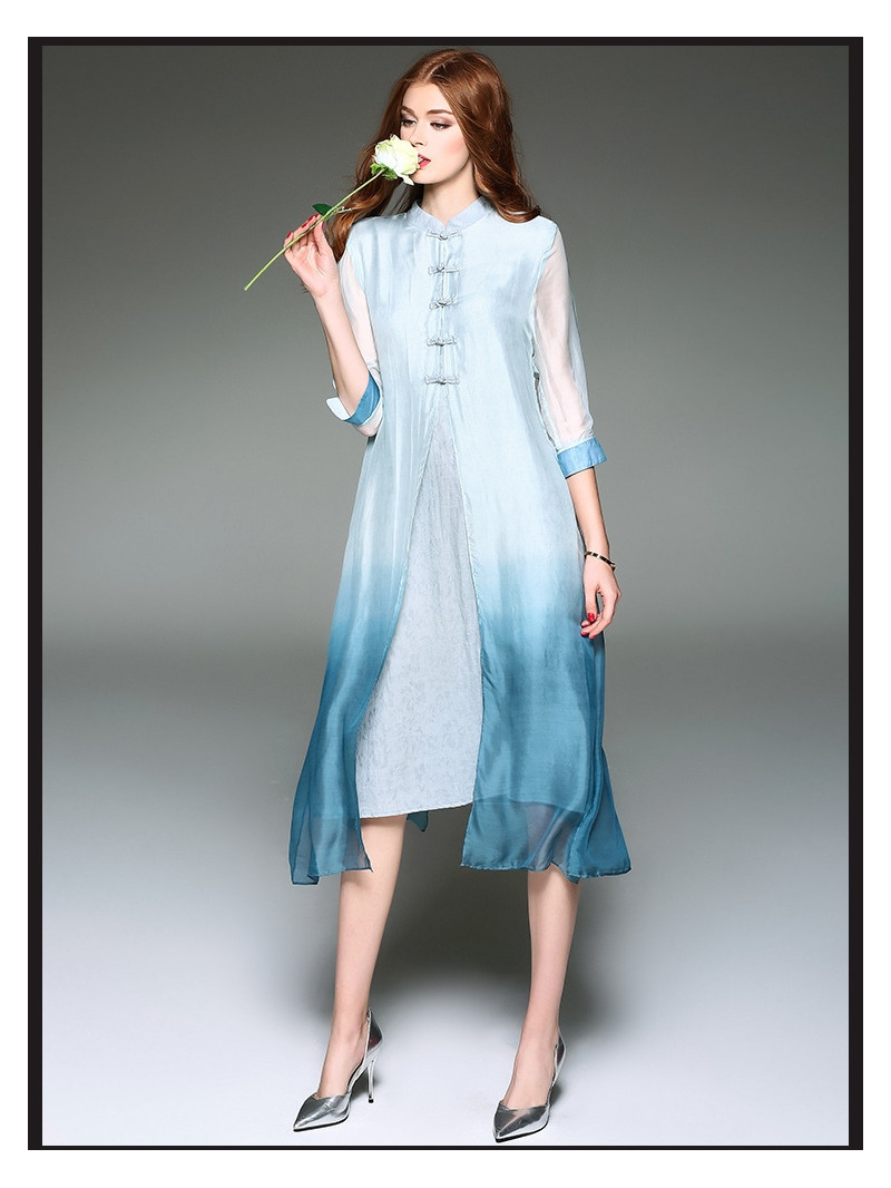 Chinese Style Cheongsam High Neck Double Layer Dress | VoguesUs