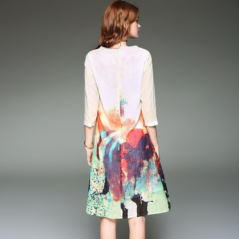 New Look Round Neck Half Sleeve Floral Print Shift Dress | VoguesUs