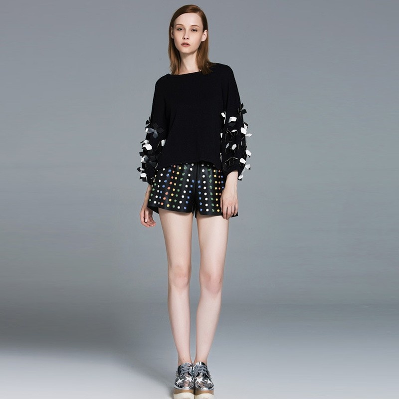 Fashion Sweet Beaded Lantern Sleeves Sweater | VoguesUs