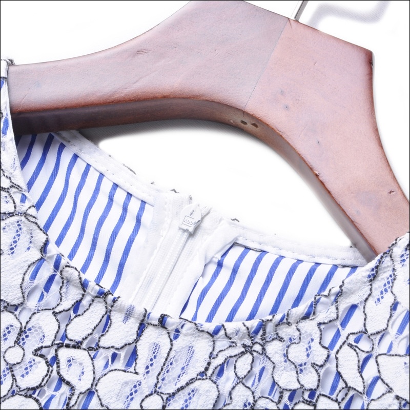 Elegant Round Neck Sleeveless Stitching Floral Double Layer Dress |