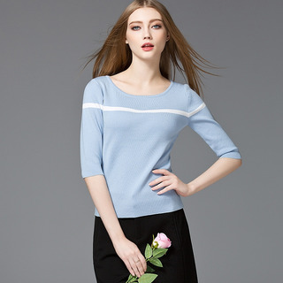 Einfache Stil Rundhals Kontrast Farbe Gestrickte Pullover | VoguesUs