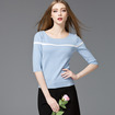 Simple Style Round Neck Contrast Color Knitted Sweater