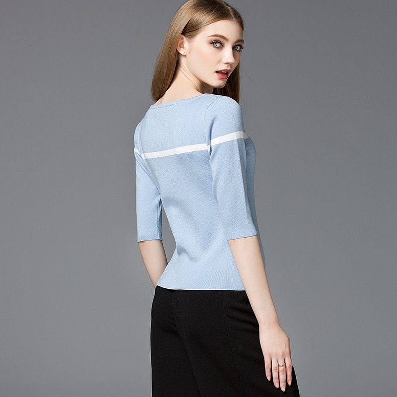 Einfache Stil Rundhals Kontrast Farbe Gestrickte Pullover | VoguesUs