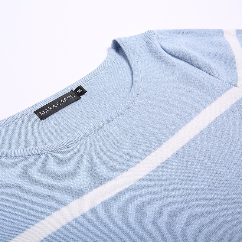 Style Simple, Col Rond Contraste De Couleur Chandail Tricoté | VoguesUs