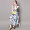 La Mode Col Haut Sans Manches À Imprimé Floral Ourlet Plissé Robe Maxi