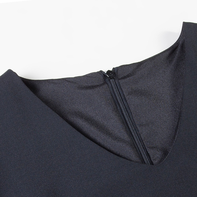 Simple Style V Neck Short Sleeve Split Midi Dress With Double Button