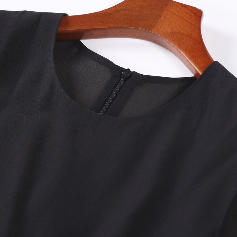 Einfachen Stil Schwarz-Rundhalsausschnitt-Ärmellos Split Kleid | VoguesUs