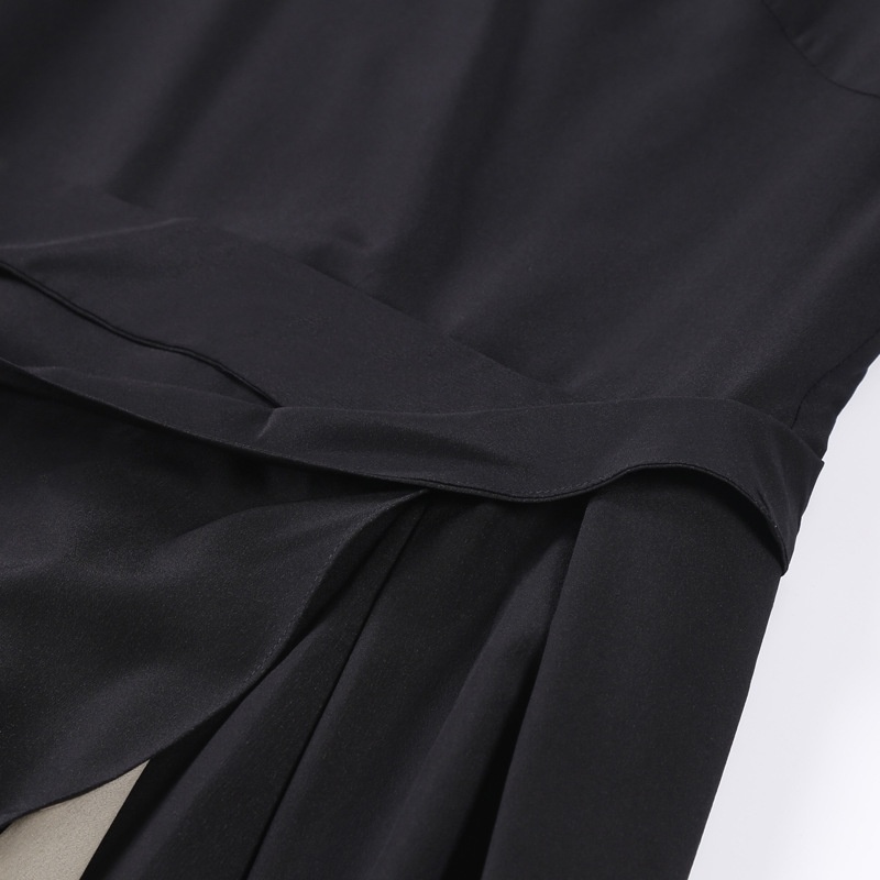Einfachen Stil Schwarz-Rundhalsausschnitt-Ärmellos Split Kleid | VoguesUs