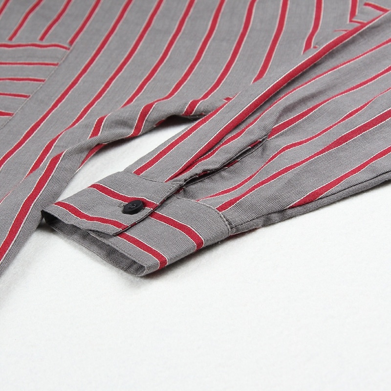 Long Sleeve Stripe Kontrast Farbe Weste, Shirt Aus Baumwolle | VoguesUs