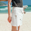 White Asymmetrical Short Denim Skirt With Pocket