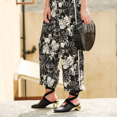 Imprimé Floral En Mousseline De Soie À Jambes Larges Des Cultures Pantalons | VoguesUs