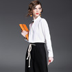 Col Haut Simple Bouton, De Manches Longues Blouse