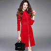 Высокий Воротник 3/4 Рукавом Карандаш Bodycon Платье С Стежка Подробно