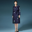 Letter And Floral Embroidery Lapel Trench Coat With Tie Waist