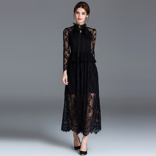 Elegant Sexy Lace Double Layer Maxi Dress | VoguesUs