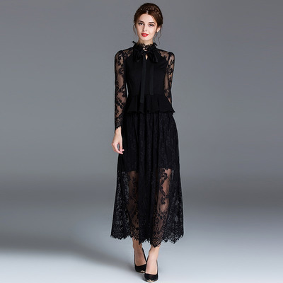 Élégant Sexy Dentelle Double Couche Maxi Robe | VoguesUs