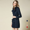 Classic Lapel Double Breasted Trench Coat With Tie Waist