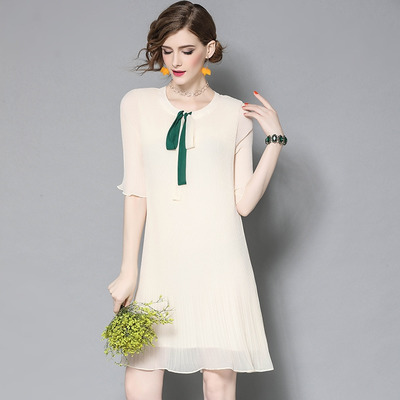 Nuevo Aspecto Elegante Volante Plisado Vestido De Encaje Con Detalle