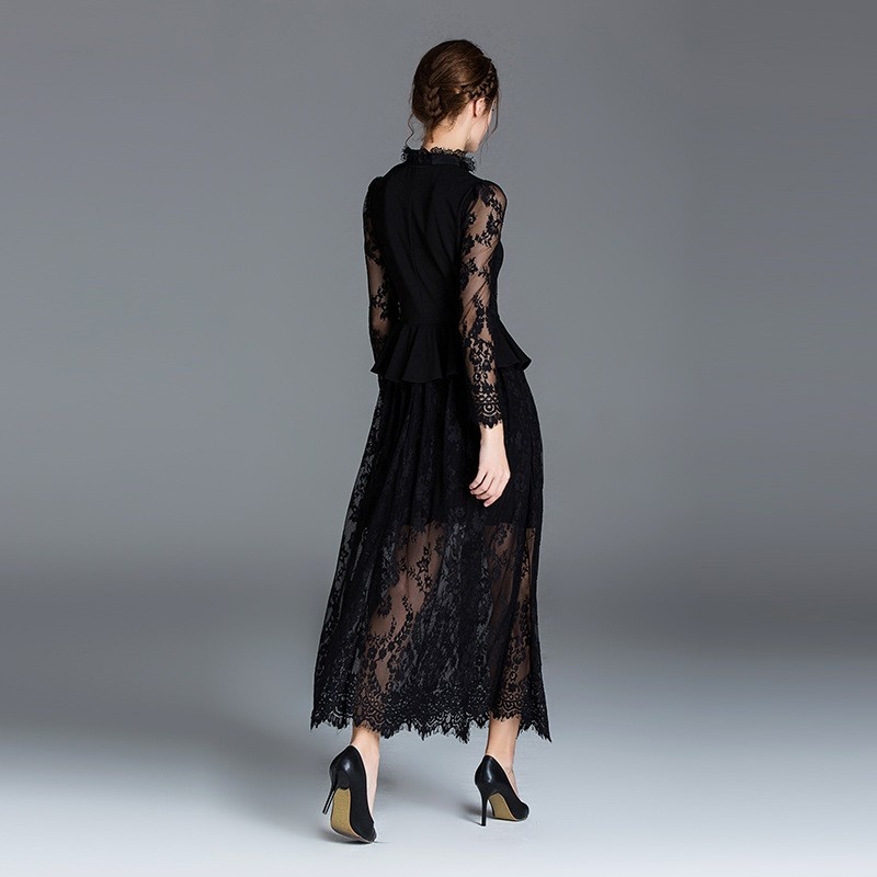 Elegant Sexy Lace Double Layer Maxi Dress | VoguesUs