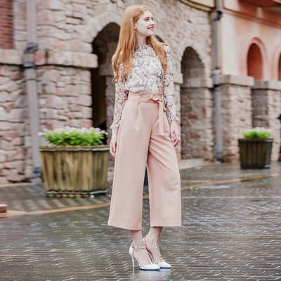 Couture Tissé Casual Long De La Jambe Large Pantalon | VoguesUs