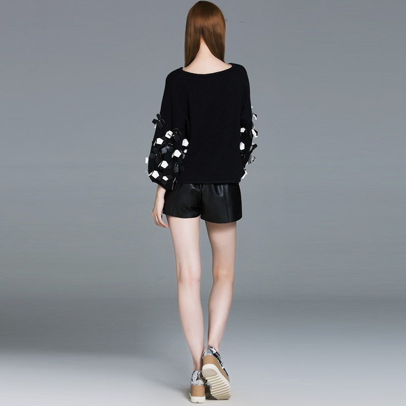Fashion Sweet Beaded Lantern Sleeves Sweater | VoguesUs