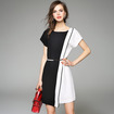 Short Sleeve Spliced Contrast Color Chiffon Dress