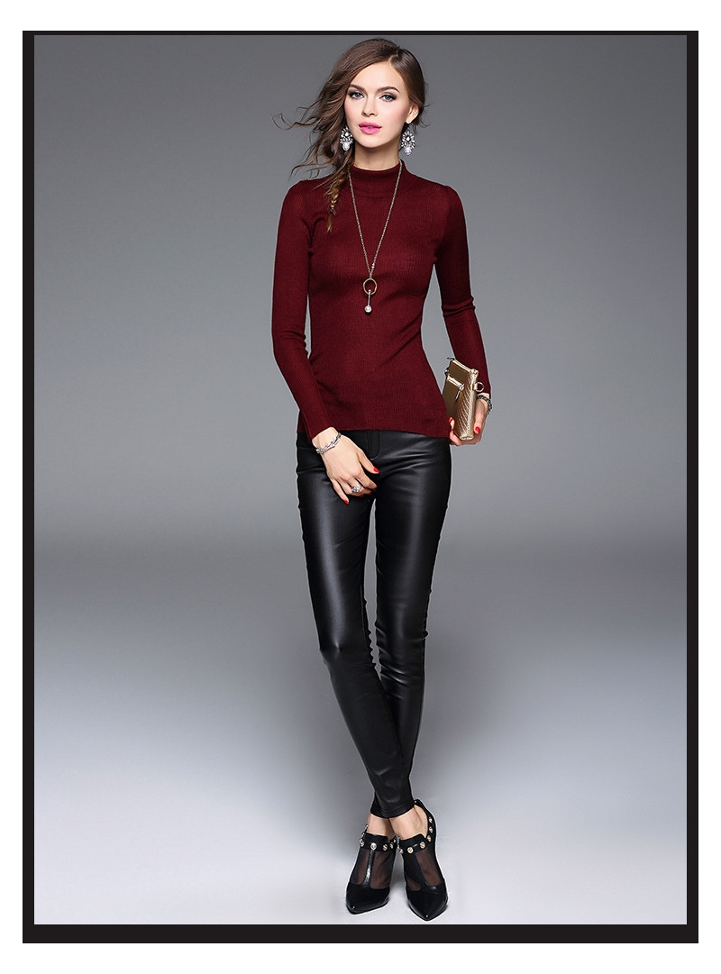 Langarm-High Neck-Shirt Pullover | VoguesUs