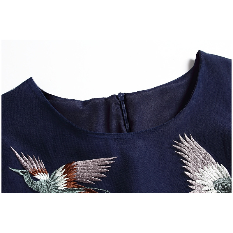 Elegant Fine Mesh Layered Embroidery Maxi Dress | VoguesUs