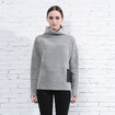 Funnel Neck Gray Sweater With Leather Pocket