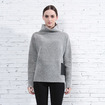 Funnel Neck Pullover Grau Mit Leder Tasche