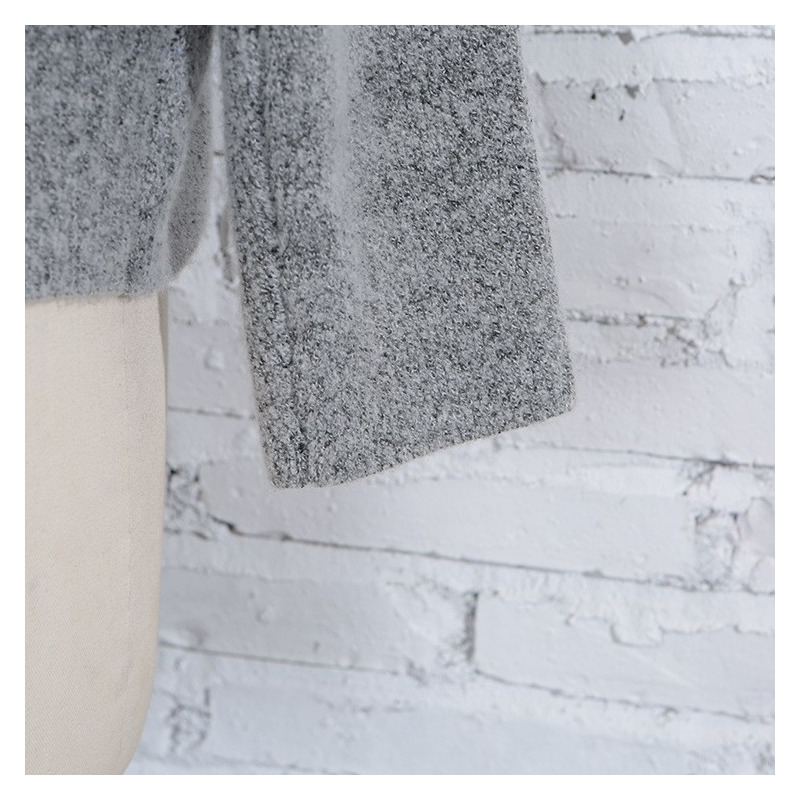Funnel Neck Pullover Grau Mit Leder Tasche | VoguesUs