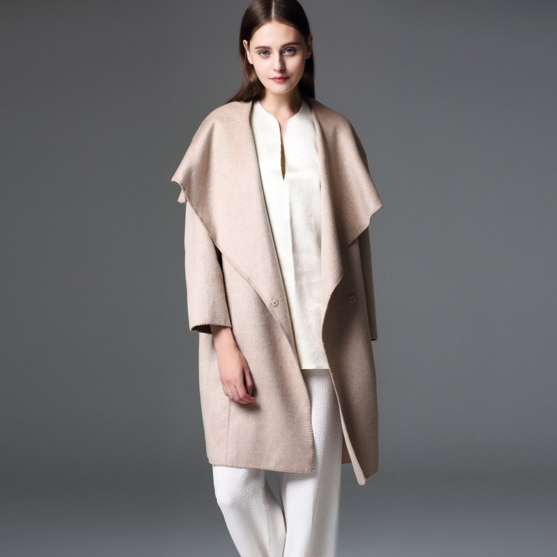 Simple Moda Hechos A Mano De Doble Cara Abrigo De Lana