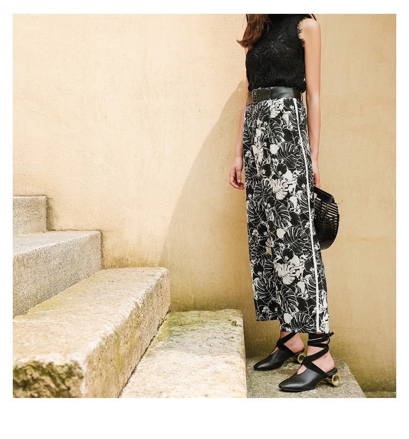 Imprimé Floral En Mousseline De Soie À Jambes Larges Des Cultures Pantalons | VoguesUs