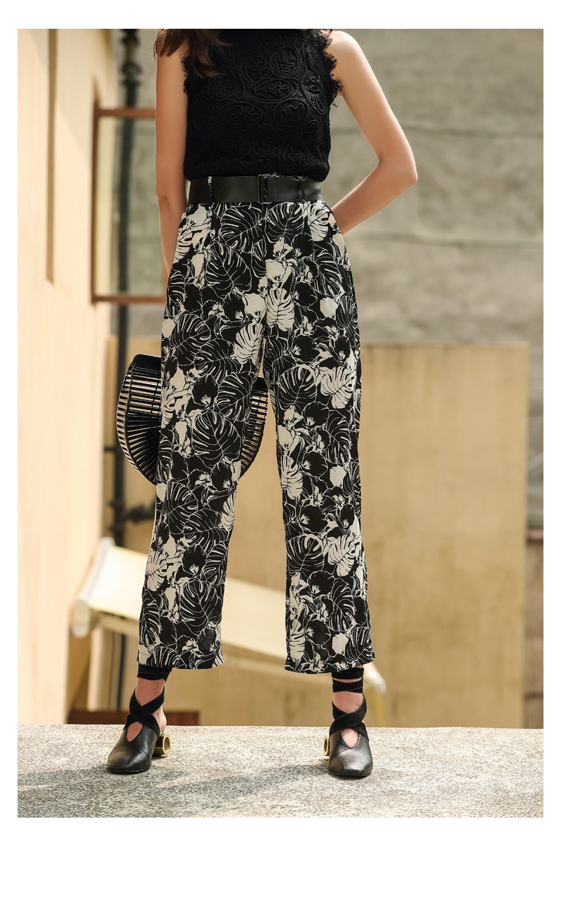 Imprimé Floral En Mousseline De Soie À Jambes Larges Des Cultures Pantalons | VoguesUs