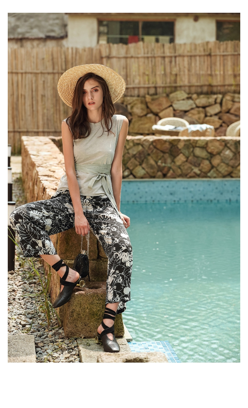 Imprimé Floral En Mousseline De Soie À Jambes Larges Des Cultures Pantalons | VoguesUs