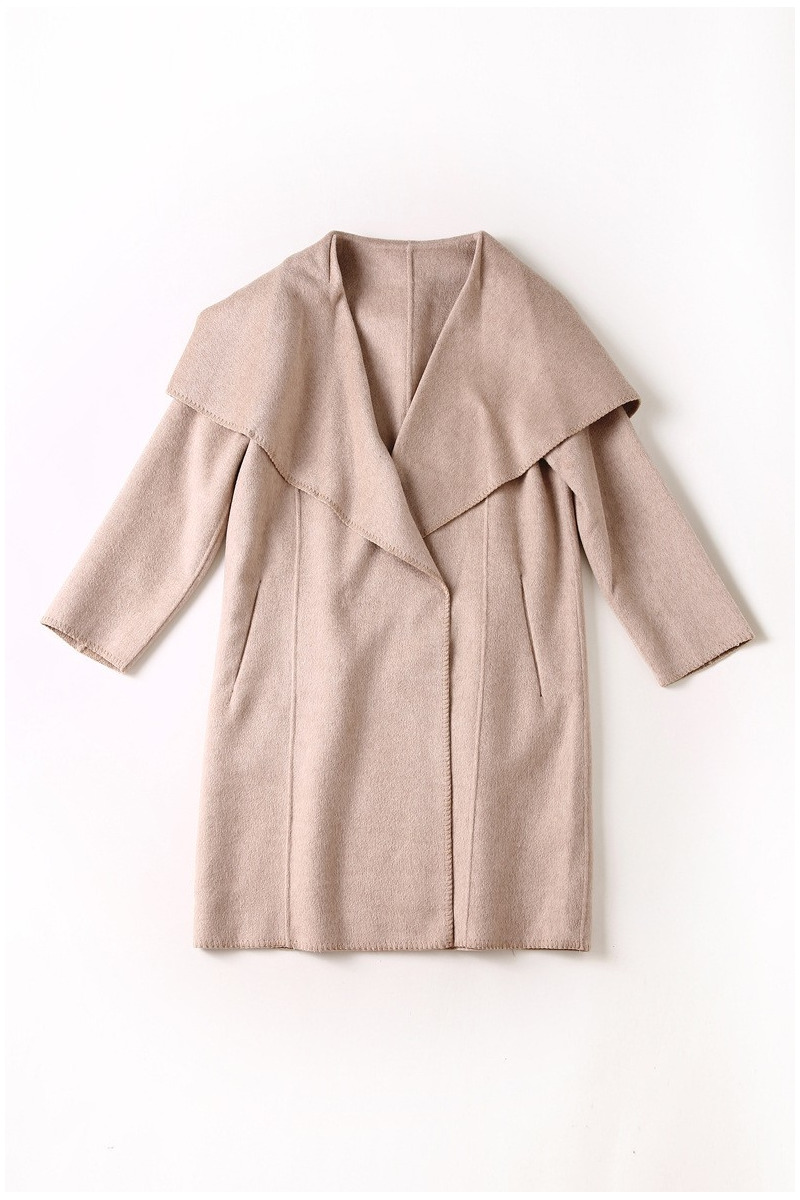 Simple Moda Hechos A Mano De Doble Cara Abrigo De Lana