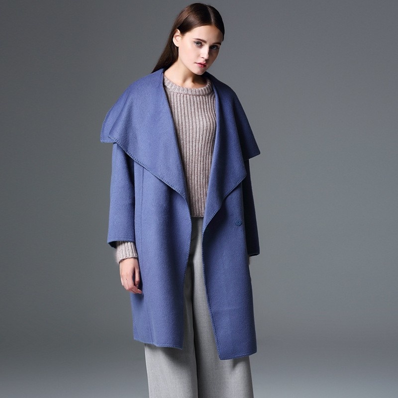 Simple Moda Hechos A Mano De Doble Cara Abrigo De Lana