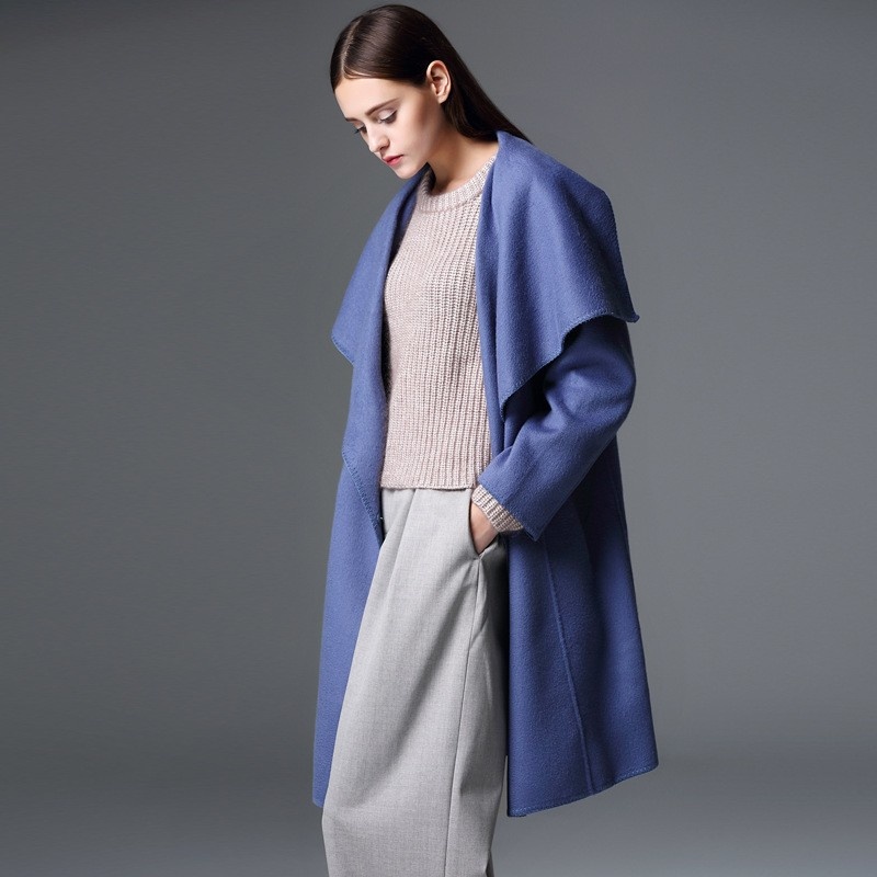 Simple Moda Hechos A Mano De Doble Cara Abrigo De Lana