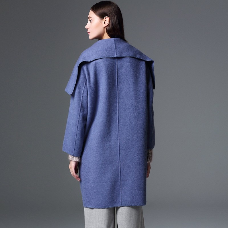 Simple Moda Hechos A Mano De Doble Cara Abrigo De Lana