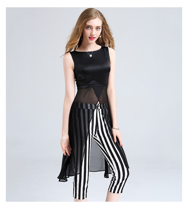 Sexy Silk Mesh Sleeveless Cape T-shirt With Side Zipper | VoguesUs