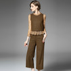 Knitted Vest And Round Lace Shirt And Wide Leg Knitted Trousers Set Of 3
