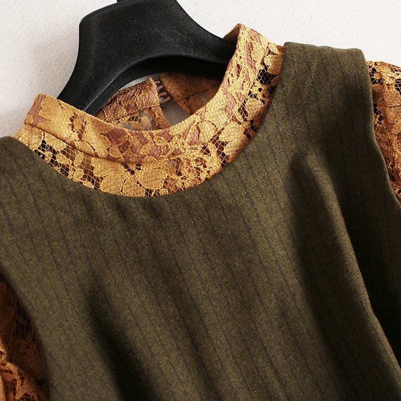 Gestrickte Weste Und Runde Spitze Shirt Und Wide-Leg-Gestrickte Hosen Set